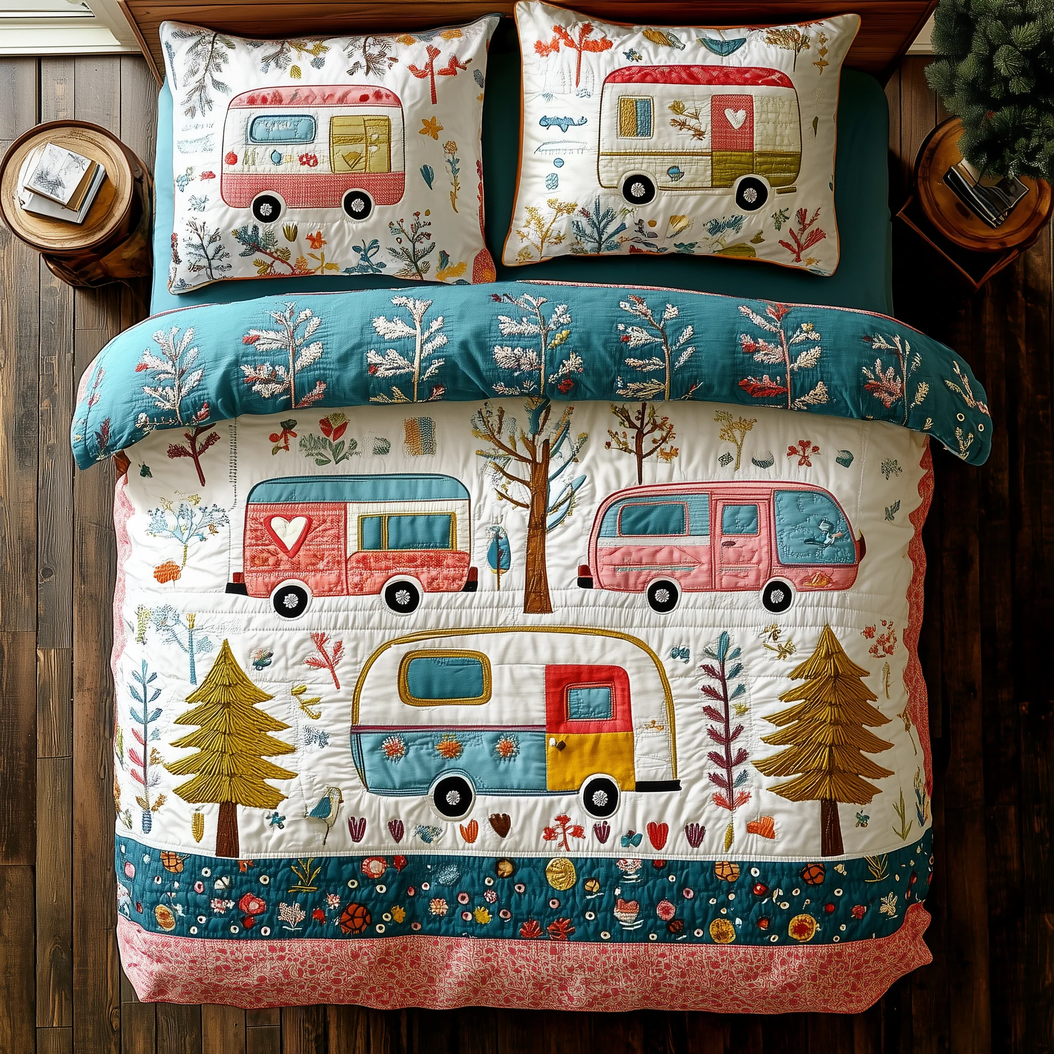 Camping Caravan 3-Piece Quilted Bedding Set GFTOAB1418