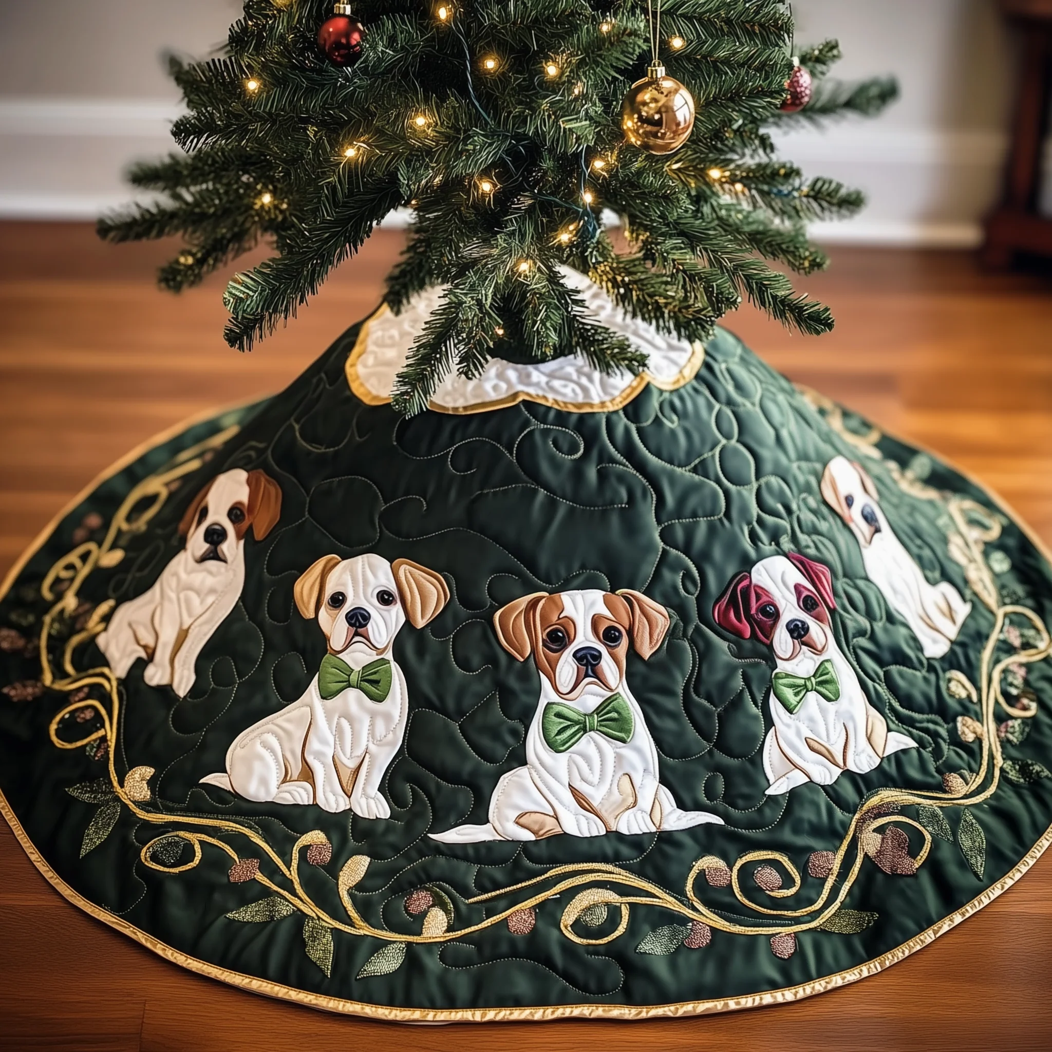 Christmas Boxer Quilted Tree Skirt GFTOAB1583