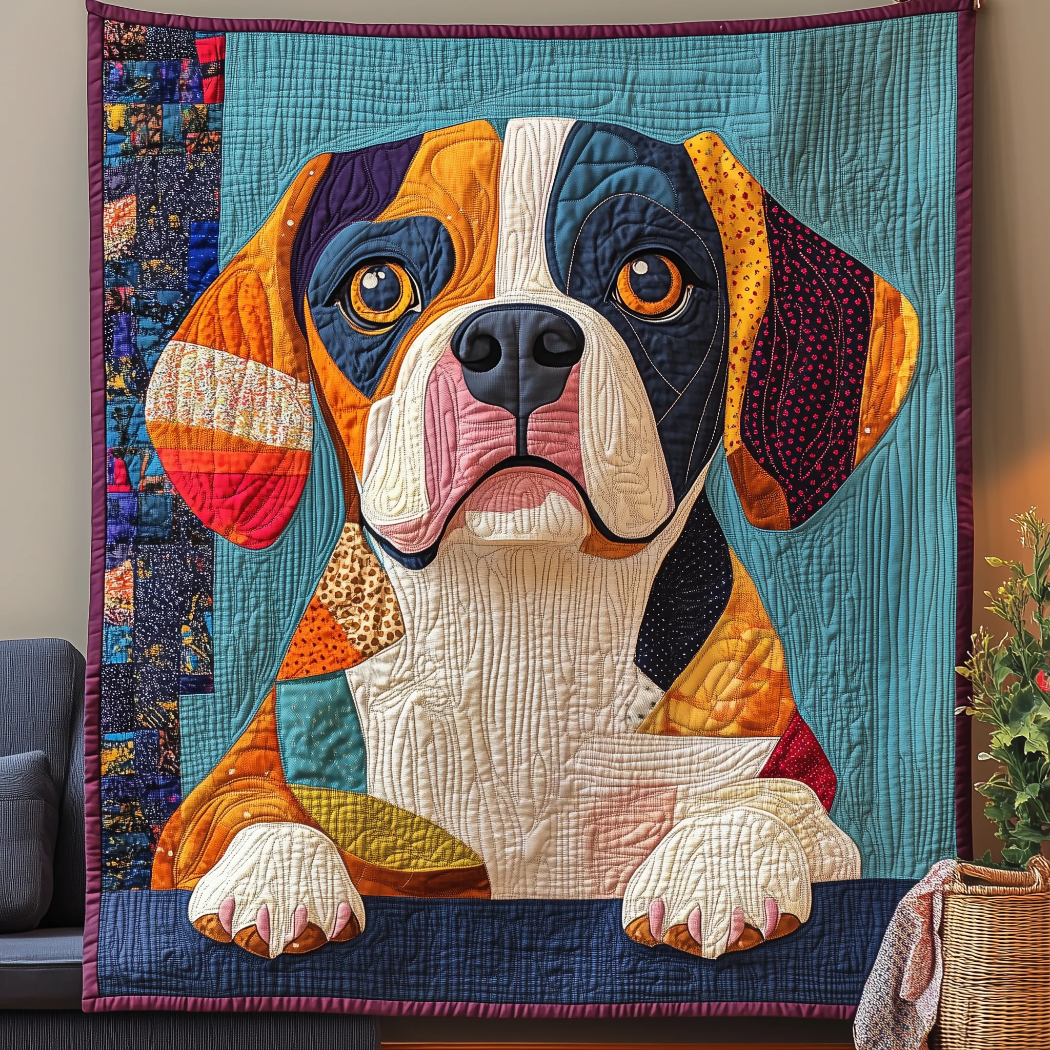 Beagle Patchwork Quilted Blanket GFTOTL1021