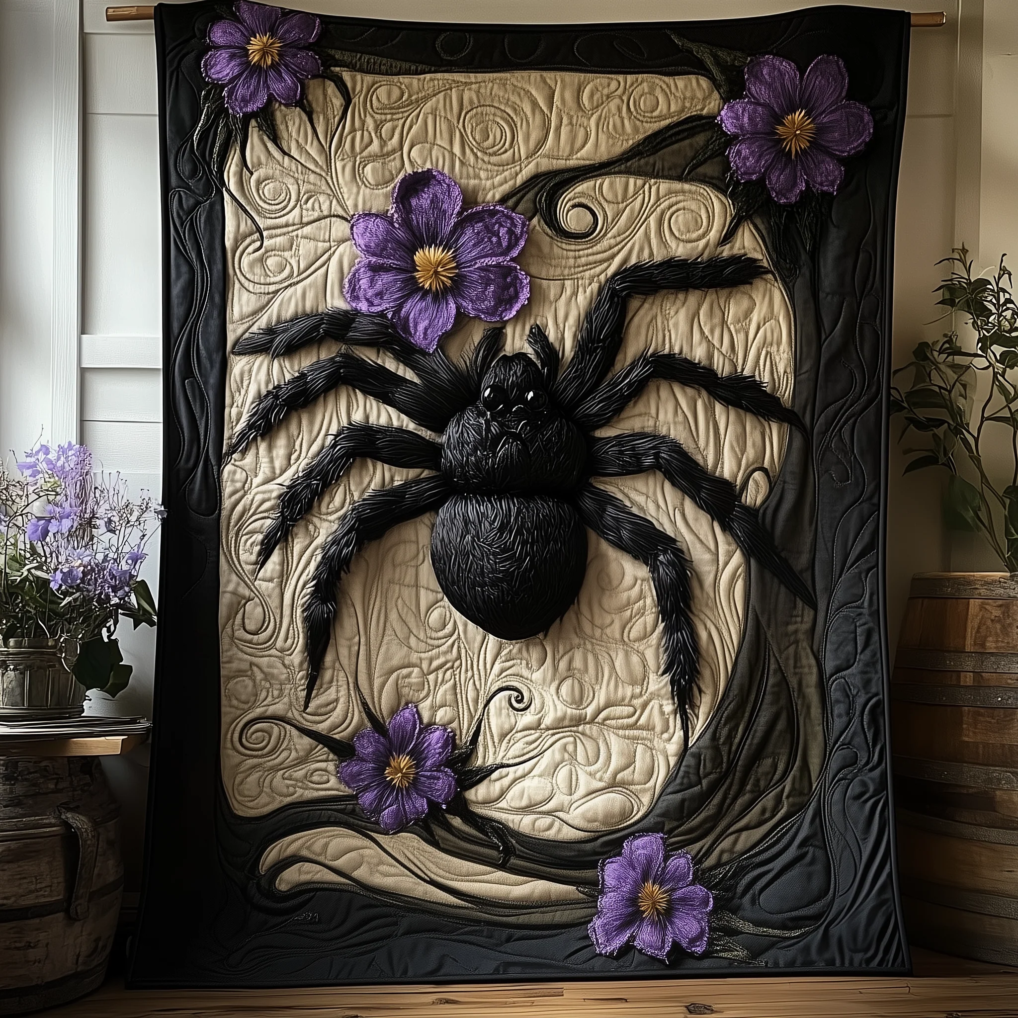 Black Spider Quilted Blanket GFTOAB1338