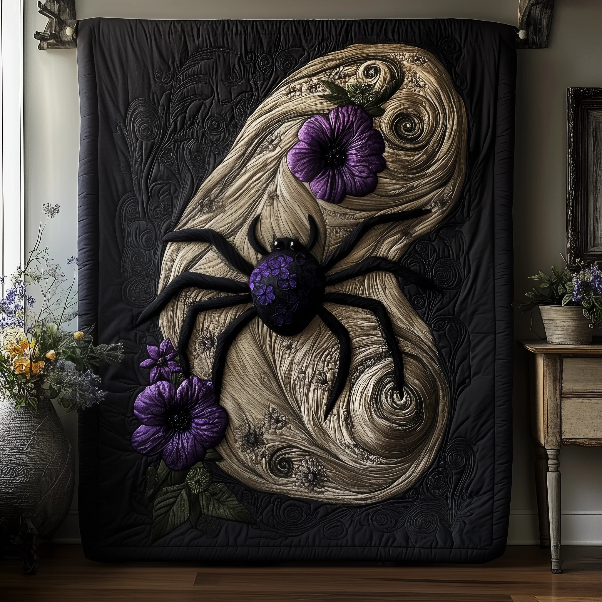 Black Spider Quilted Blanket GFTOAB1340