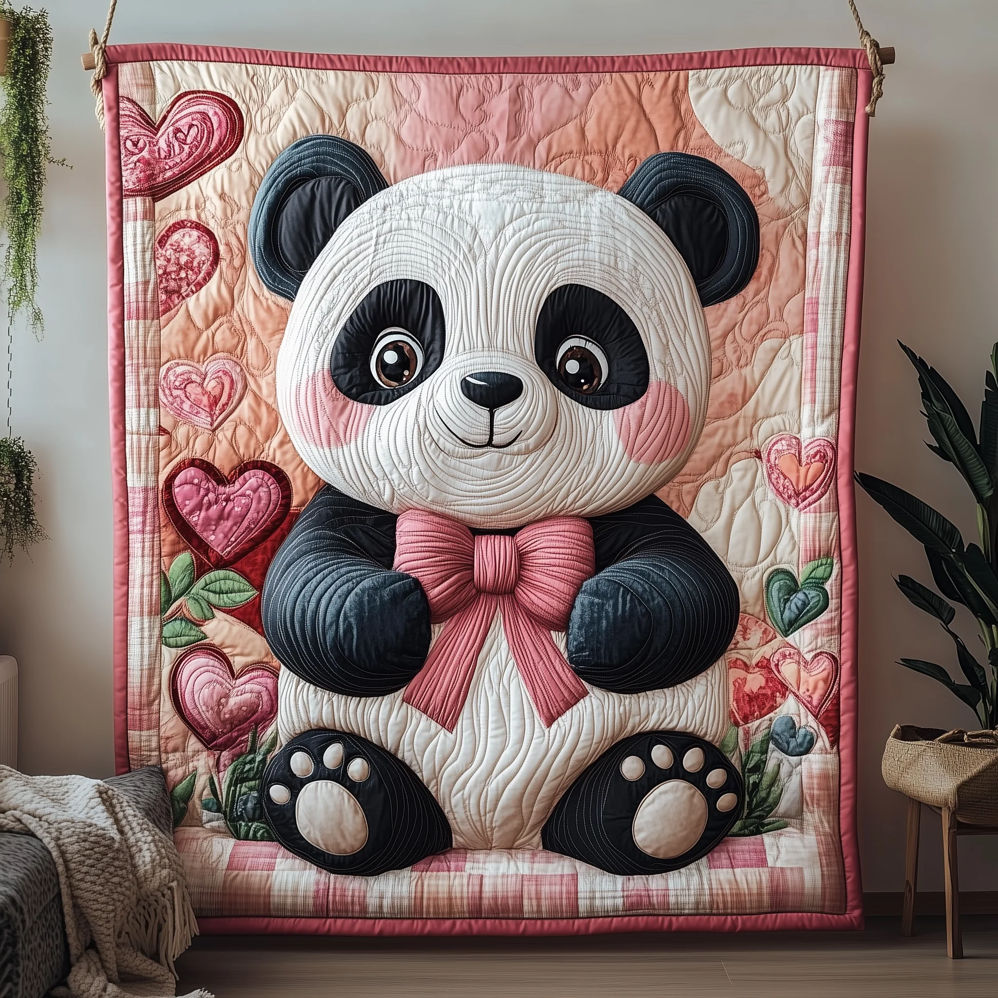 Adorable Pink Panda Quilted Blanket GFTOHD1873