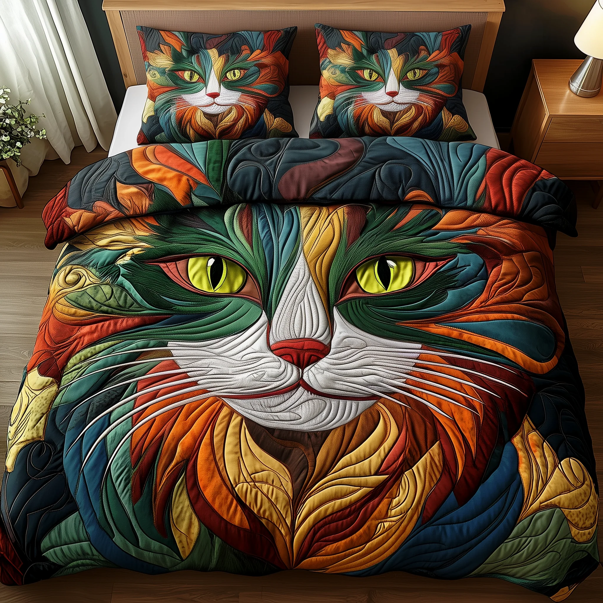 Cat 3-Piece Quilted Bedding Set GFTOAB2146