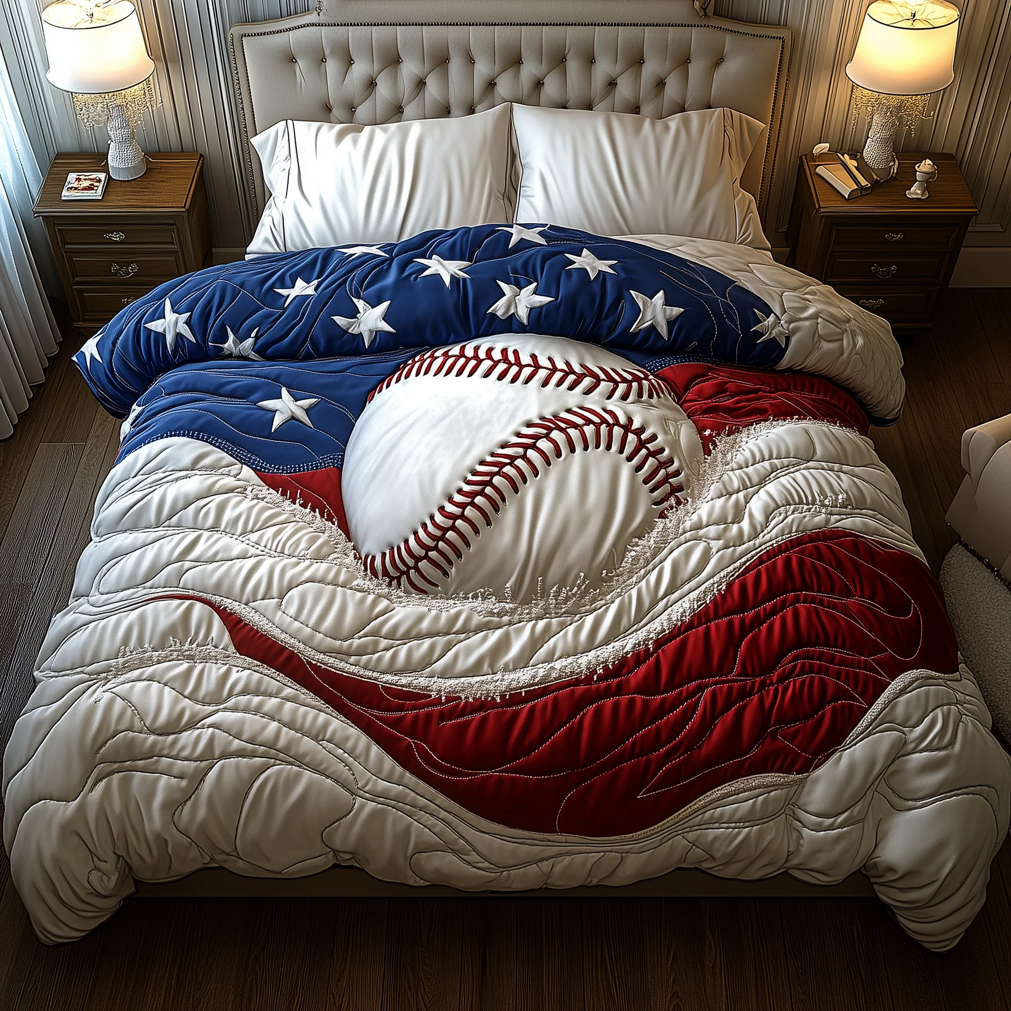 American Baseball 3-Piece Quilted Bedding Set GFTOHD1517