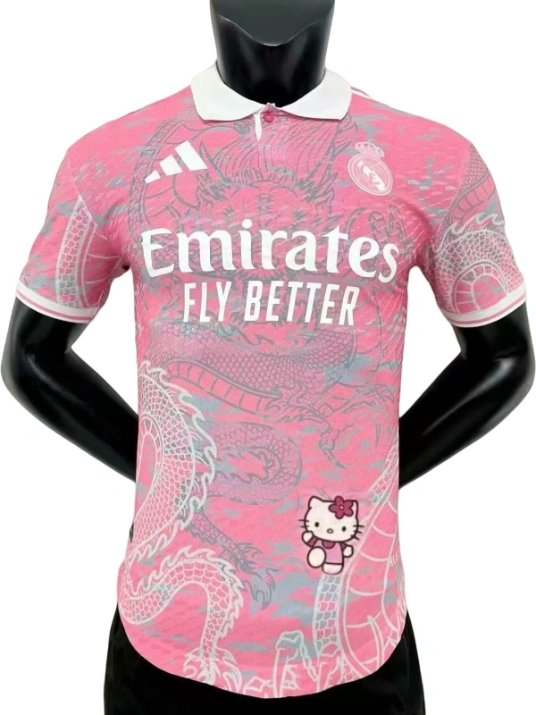 Hello Kitty Adidas Real Madrid Pink Dragon Pattern POLO Shirt 23-24