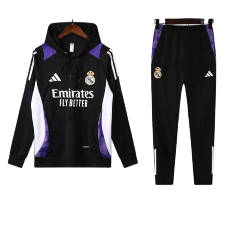 Adidas Real Madrid 2024-25 Hooded Black Training Tracksuit Kits