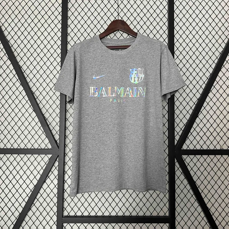 BALMAIN Barcelona 24-25 Grey Reflective Football New Shirt