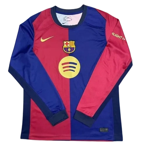Nike Men Barcelona Home Jersey Without Logo Text Long Sleeve 2024-25