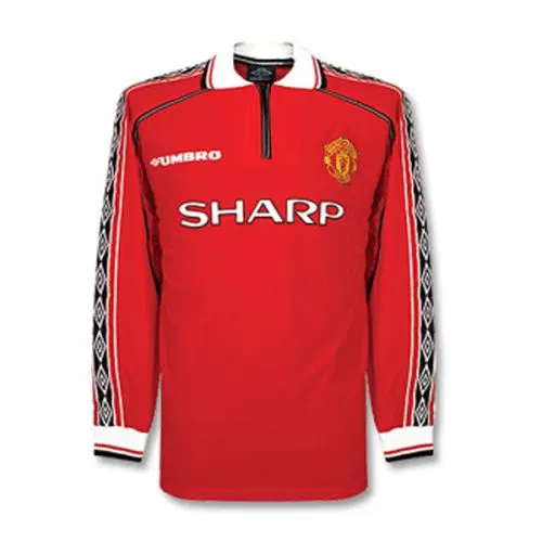 1998-00 Manchester United Beckham #7 Retro Jersey Home Long Sleeve