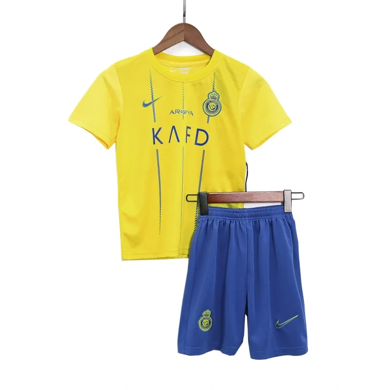 Kids Al Nassr 2023/24 Home Whole Kit(Jersey+Shorts+Socks)