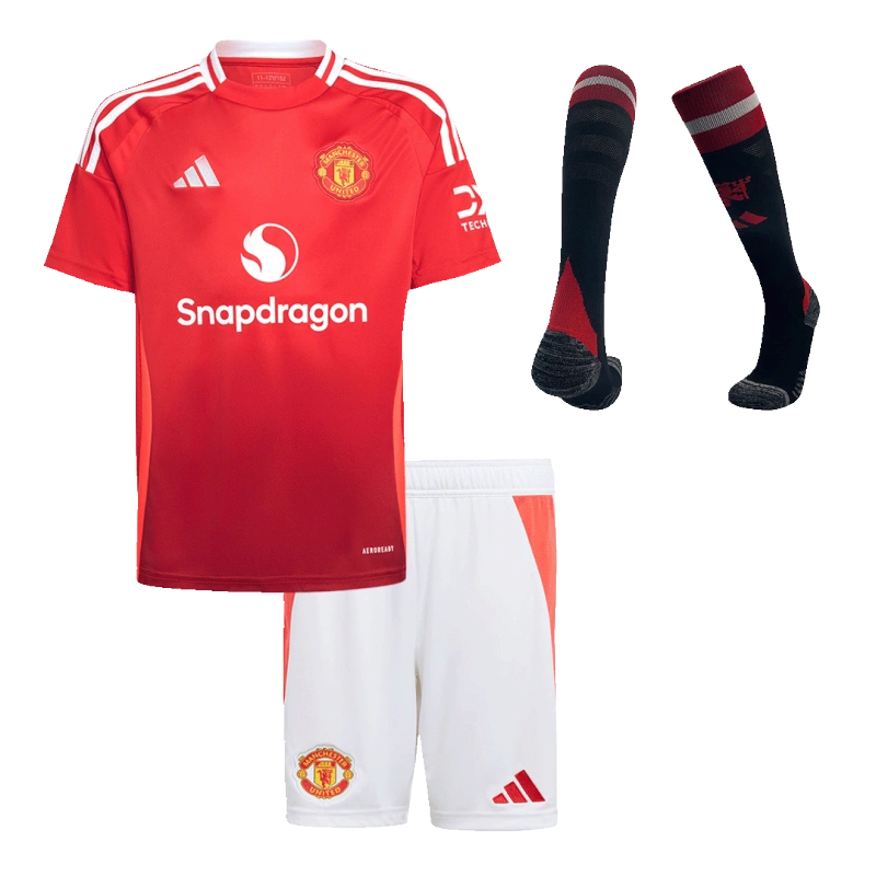 Kids Manchester United Custom Home Full Soccer Kits 2024-25