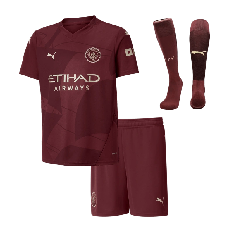 Kids Manchester City Custom Third Away Full Soccer Kits 2024-25