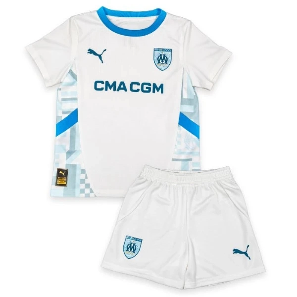 24-25 Marseilles Home Soccer Kids Kit Jersey+Shorts