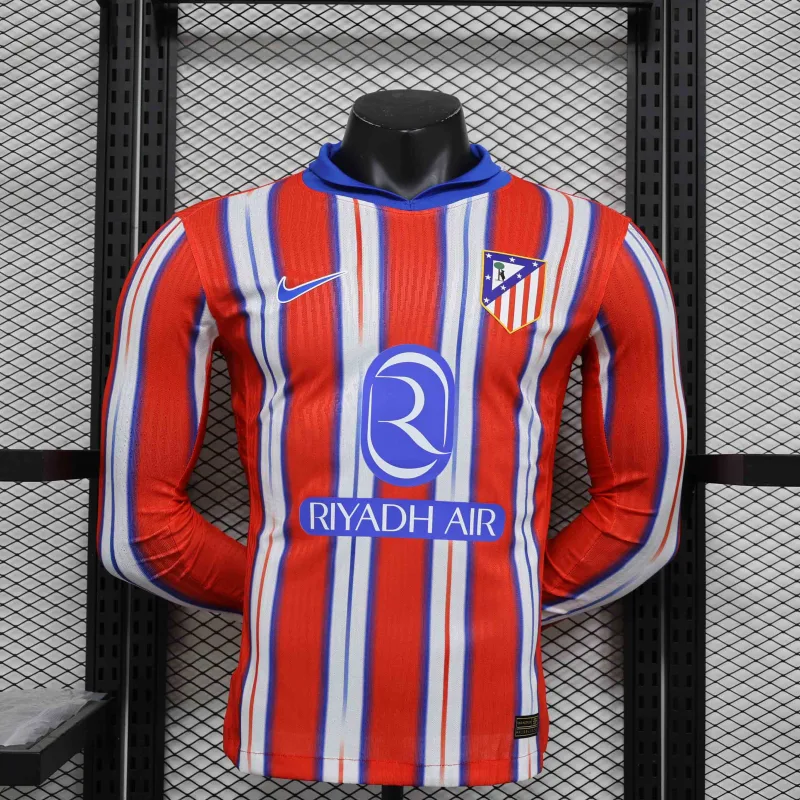 24-25 Atletico Madrid Home Long Sleeve Kit Player Version Shirt