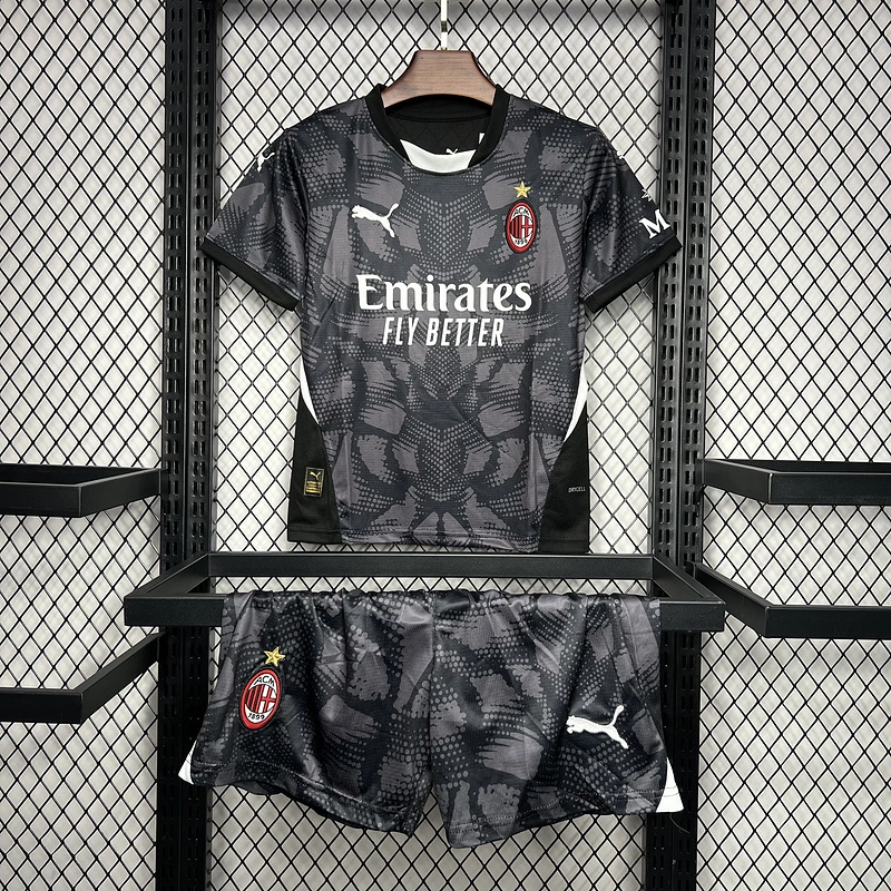 AC Millan 24-25 Goalkeeper Kids Kits Black Youth Apparels Jersey
