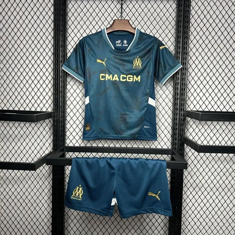 24-25 Marseilles Away Soccer Kids Kit Jersey+Shorts