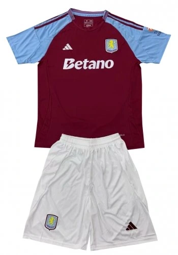 Kids Aston Villa Home Kits(Jersey+Shorts) 24-25