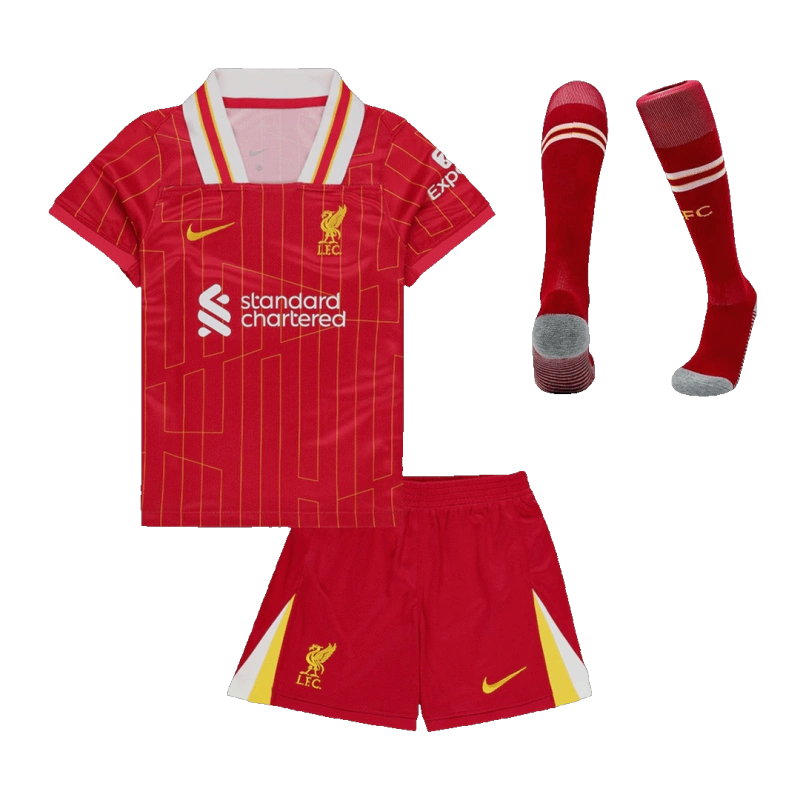 Kids Liverpool Custom Home Full Soccer Kits 2024-25