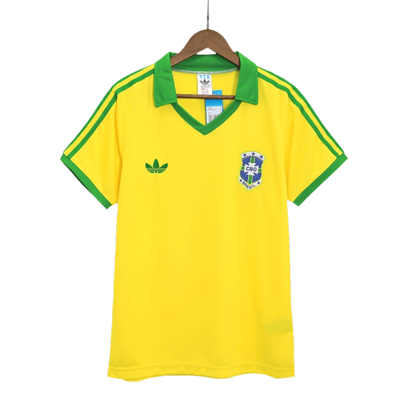 Brazil Nation Home Soccer Retro Yellow Jersey 1977