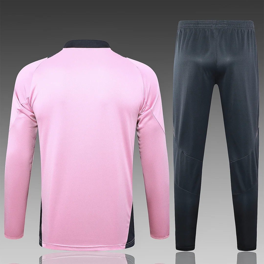 2024/2025 Real Madrid Half-Pull Training Wear Pink Football Shirt Kids Size