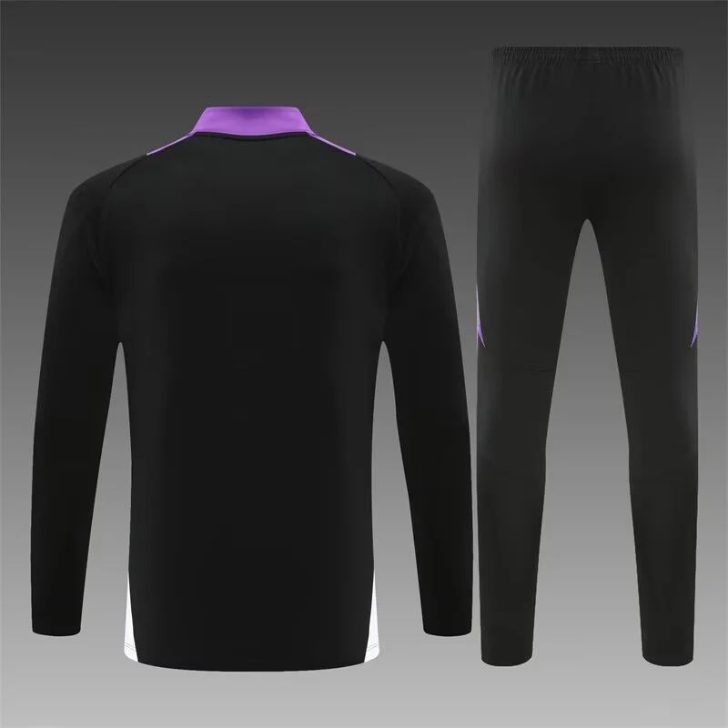 2024/2025 Real Madrid Half-Pull Training Wear Black Football Shirt Kids Size