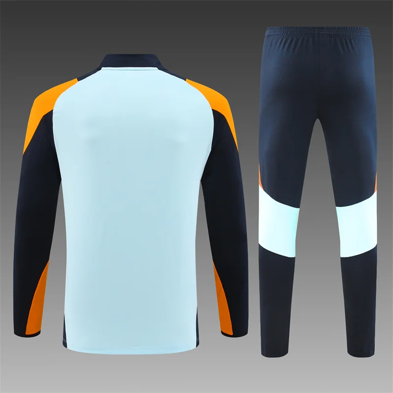 2024/2025 Real Madrid Half-Pull Training Wear Light Blue Football Shirt Kids Size