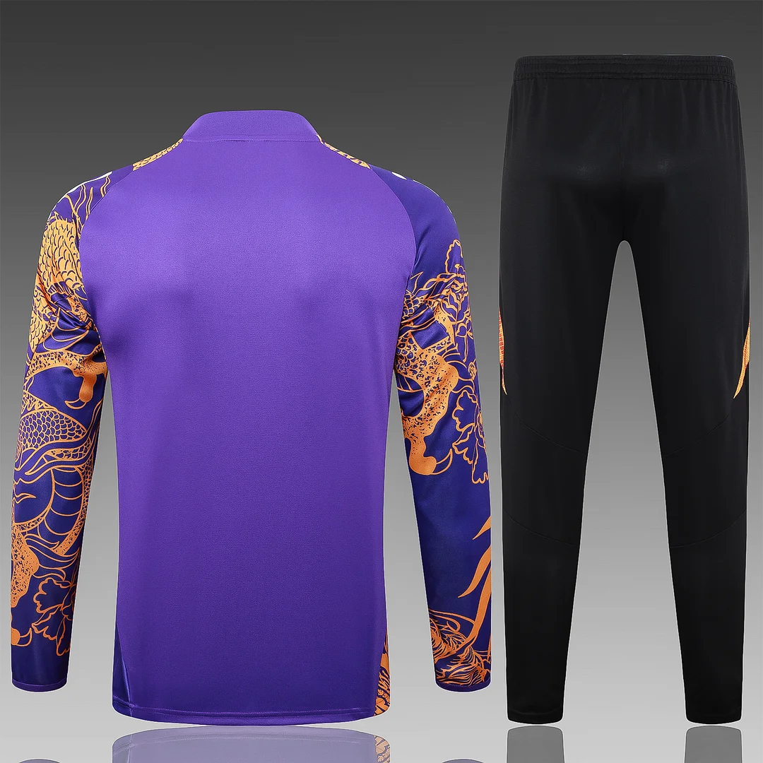 2024/2025 Real Madrid Half-Pull Training Wear Purple Football Shirt Kids Size