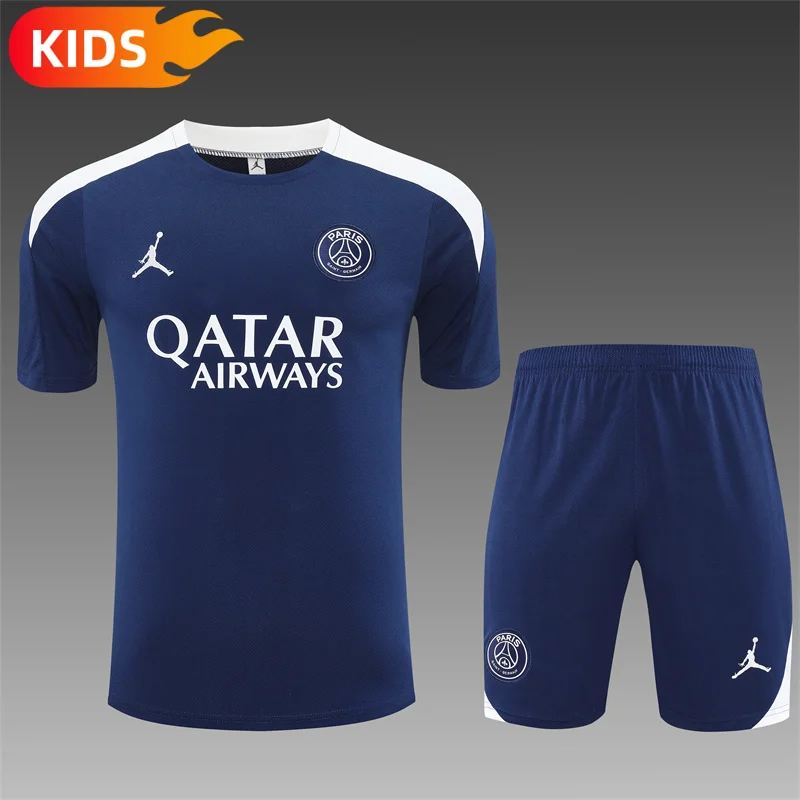 2025/2026 Paris Saint-Germain Training Wear Blue Set Shirt Kids Size 1:1 Thai Quality