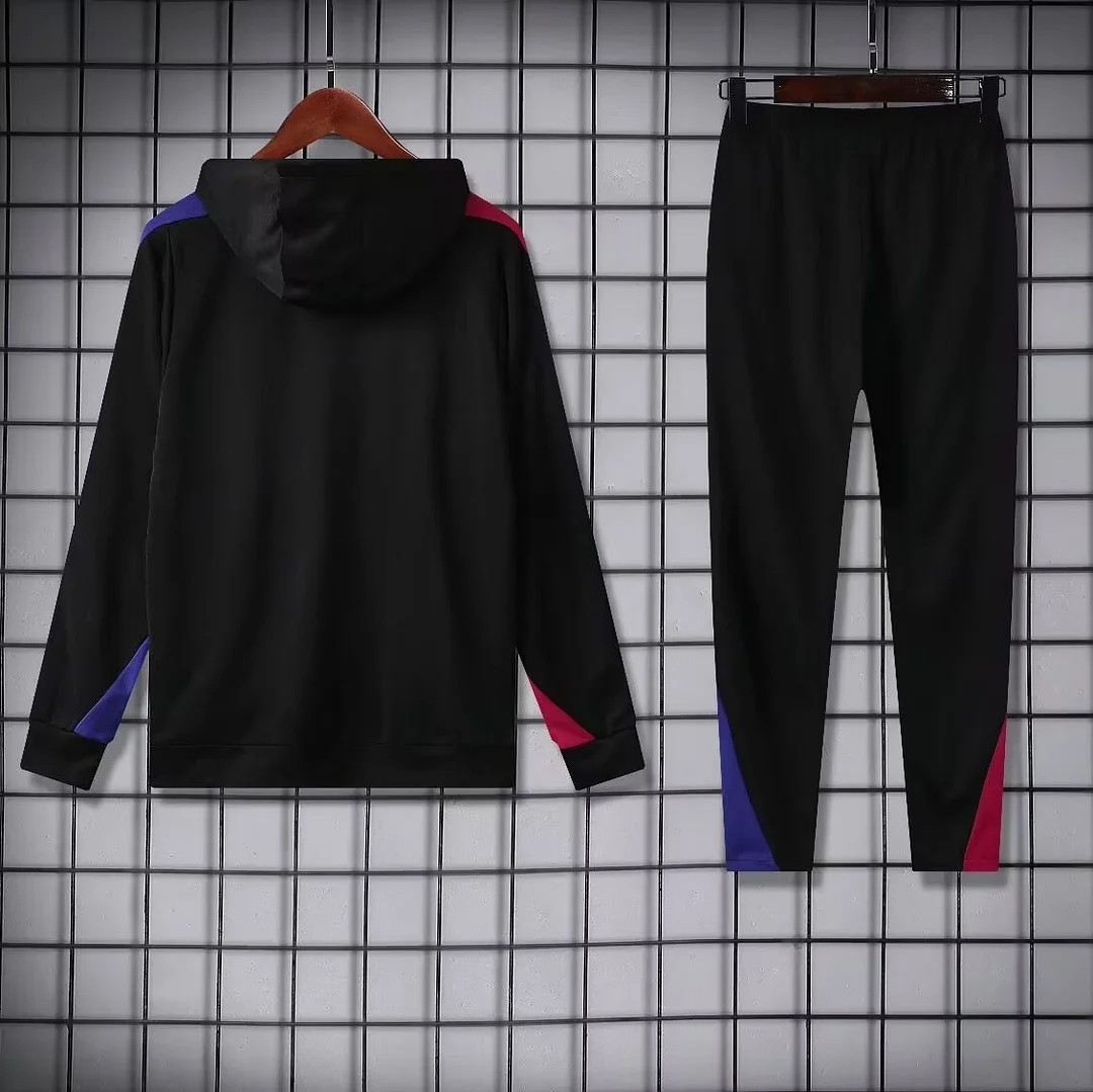 2024/2025 Barcelona Hooded Long Sleeves Training Suit Black Football Shirt