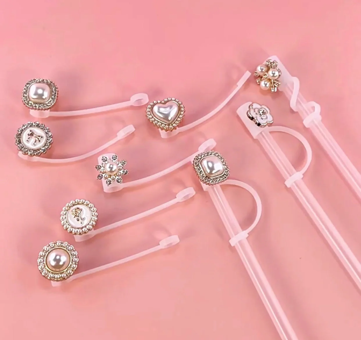 Glam Pearl Straw Charm Set (5PCs)
