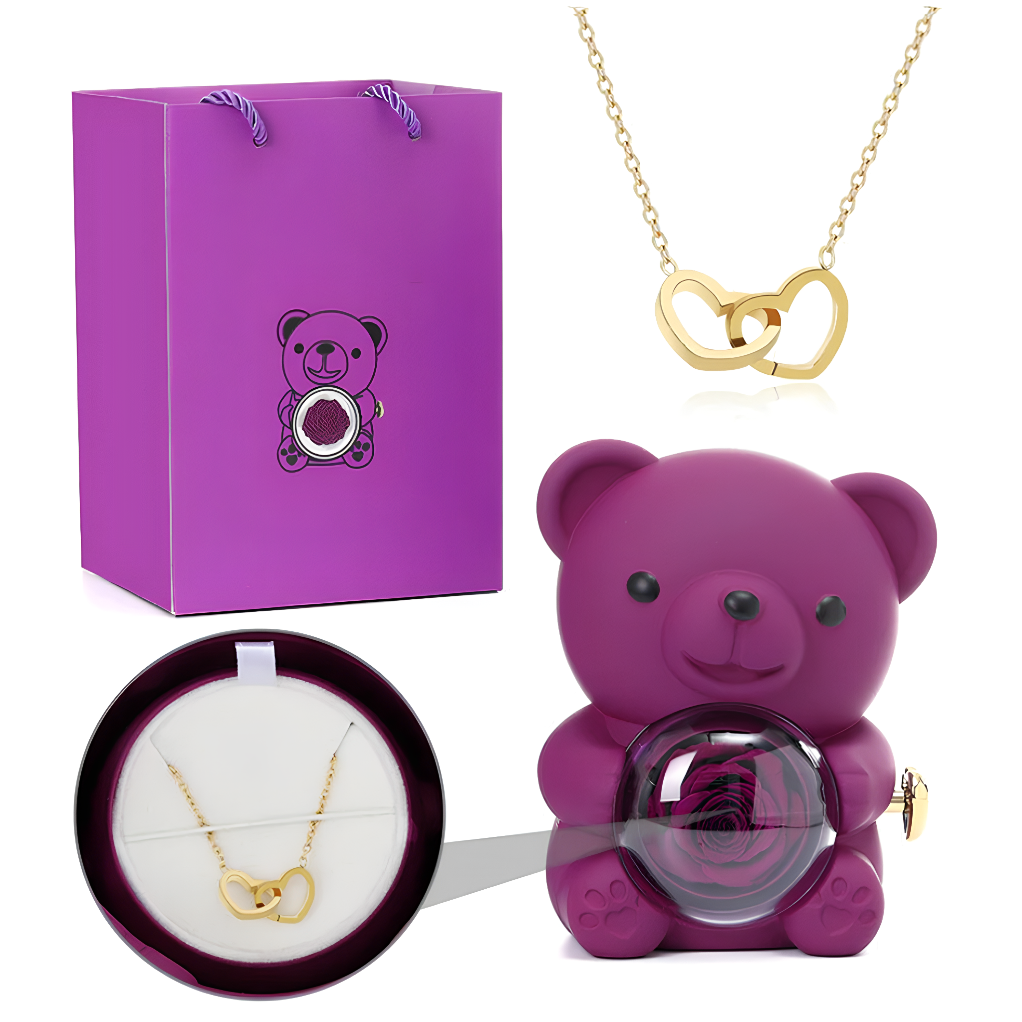 Pink Bear Personalized Necklace