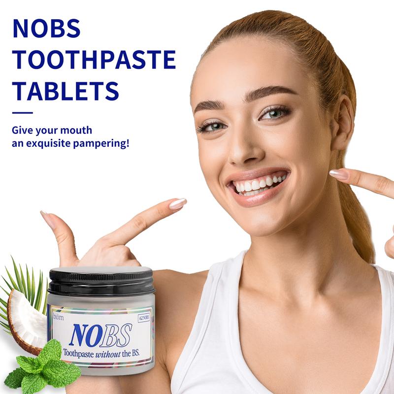 Toothpaste Tablets  Chewable Whitening - for Sensitive Teeth & Antiplaque - Nano Hydroxyapatite, Natural Peppermint, Fluoride Free - Strengthen & Protect Enamel - Fresh Breath, Glass Jar