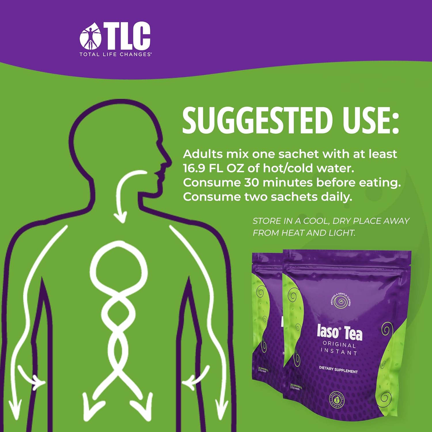 Iaso Instant Tea Dietary Supplement Detox - Convenient Cleansing Tea for a Balanced Lifestyle, Gentle and Refreshing