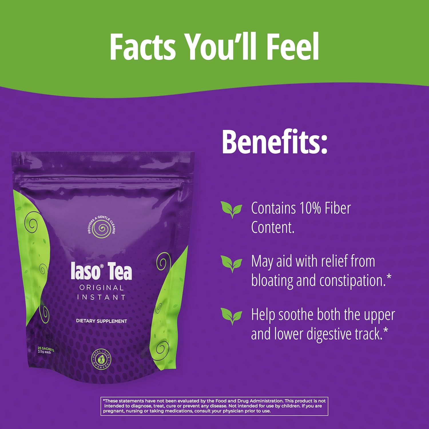 Iaso Instant Tea Dietary Supplement Detox - Convenient Cleansing Tea for a Balanced Lifestyle, Gentle and Refreshing