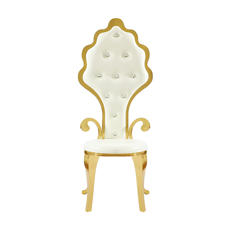 Royal Luxury Button Decoration Upholstered Armchair Stainless Steel Chair