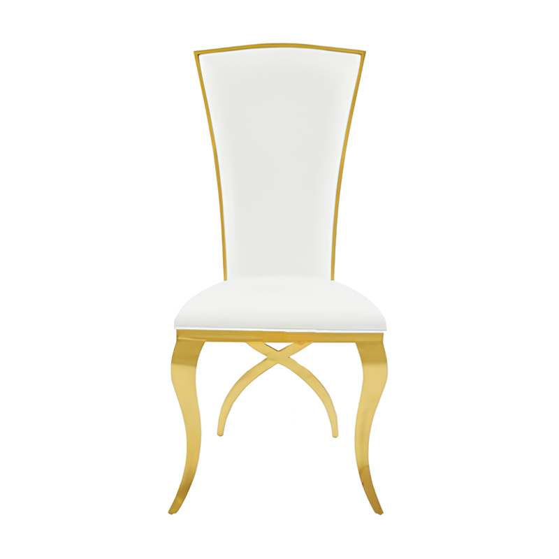 High Back Cross Legs Luxury Gold Dining Stainless Steel Chair JQ-SC47