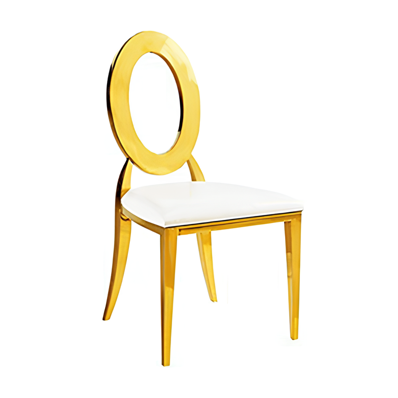 White Restaurant Stainless Steel Leather Bar Chair Gold