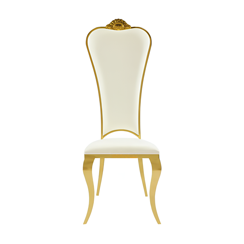Loyal Luxury High Back Gold Crown Design Wedding Stainless Steel Chair