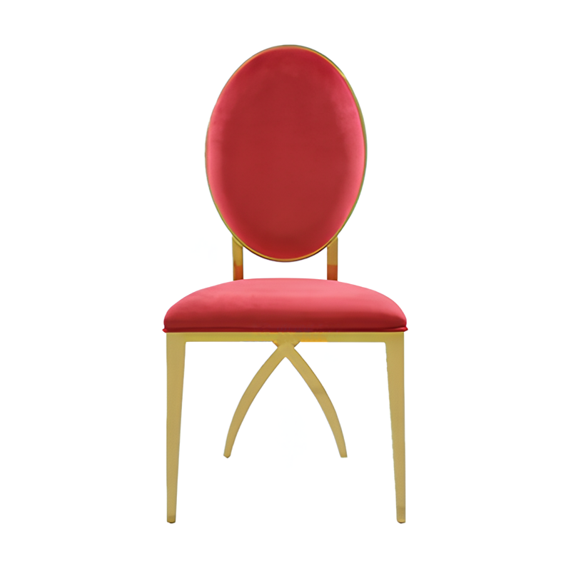 Red Round Back Stainless Steel Chair Cross Legs for Event Reception JQ-SC26