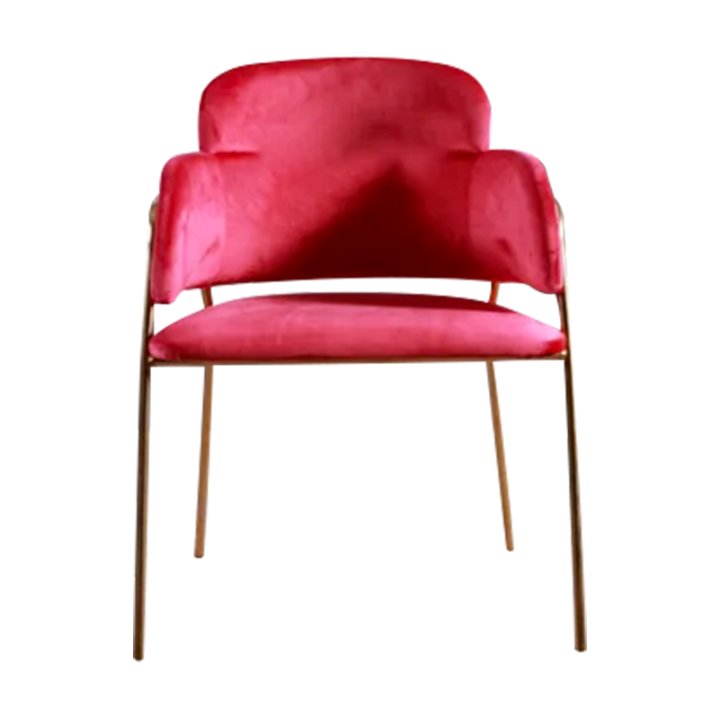 Red Velvet Metal Dining Luxury Chair Customizable Cushion JQ-A037