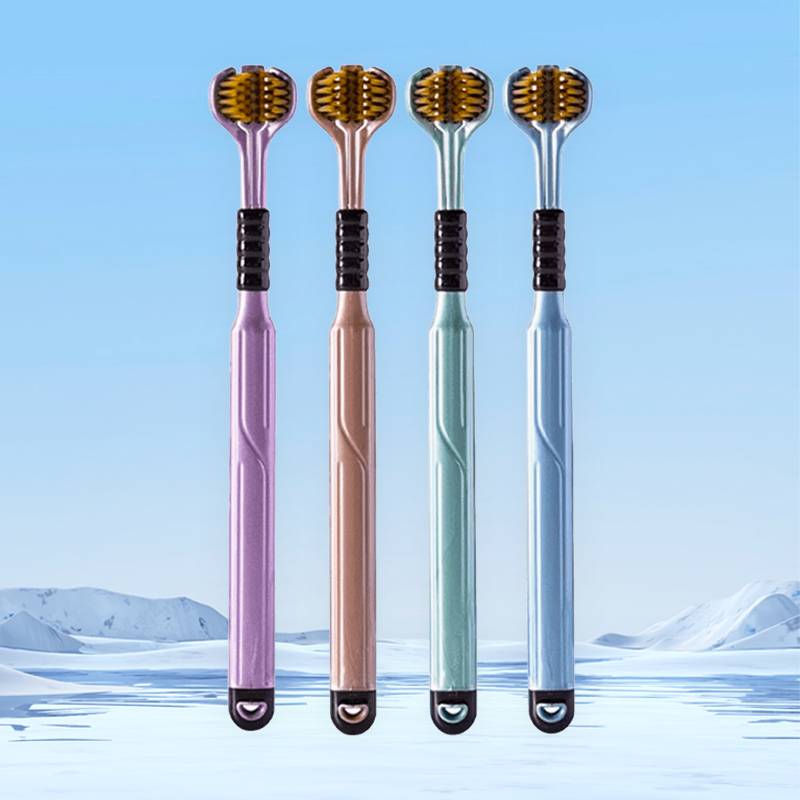 U-shaped adult toothbrush with three cleaning surfaces, providing 360-degree comprehensive oral cleaning