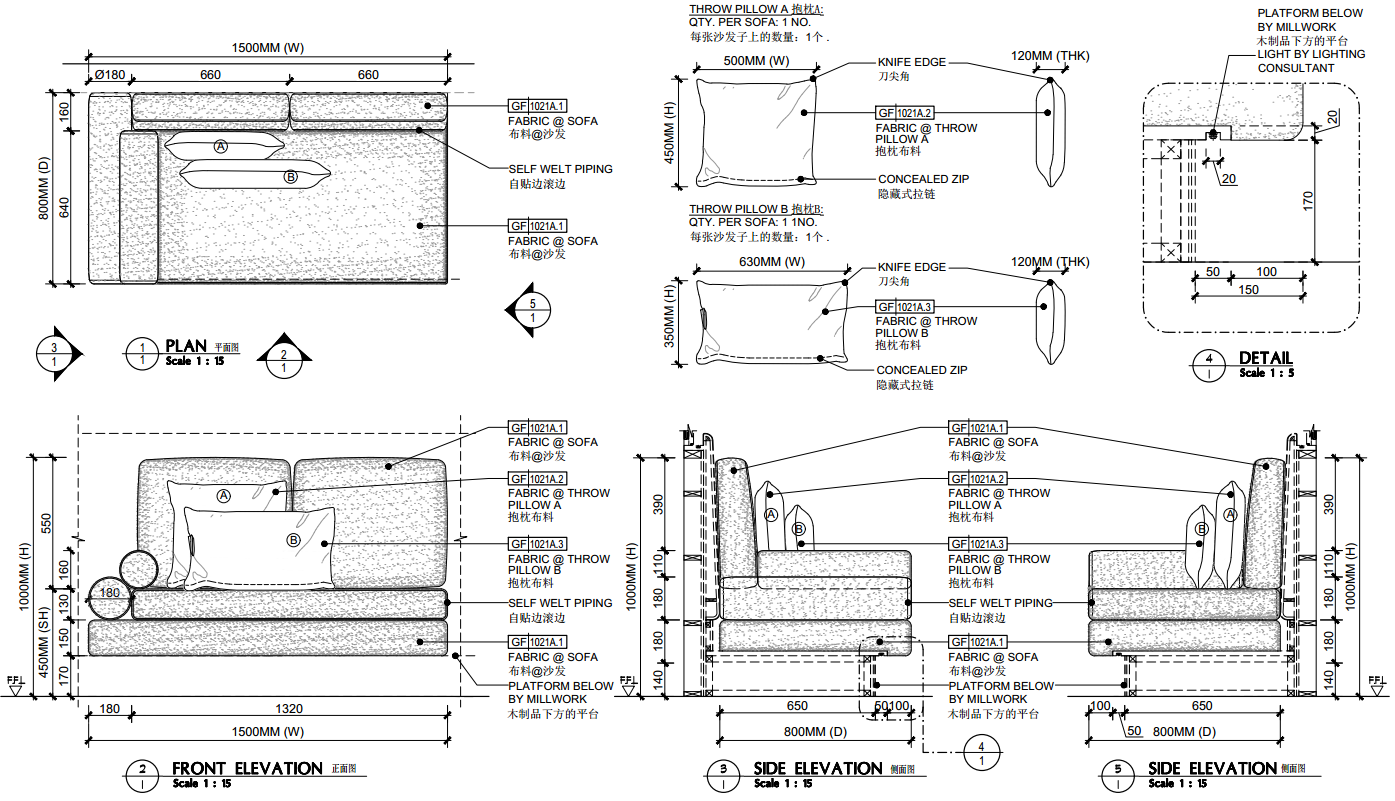Sofa (left) + Throw pillow