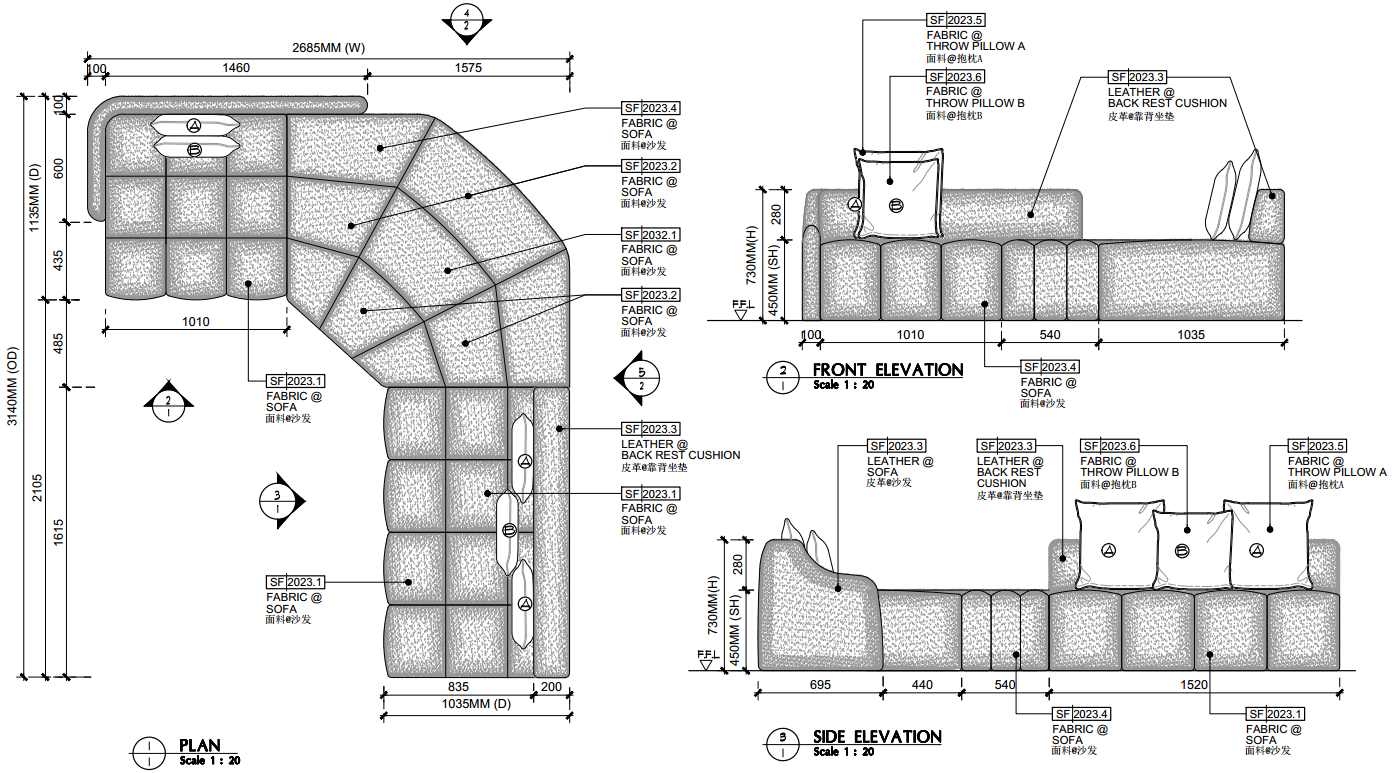 Sofa + Throw pillows 02
