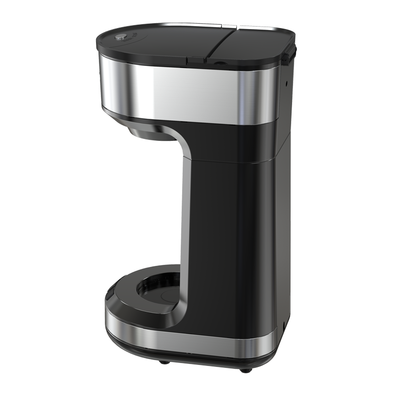 14oz capacity coffee maker, compatible with K-cup and ground coffee, equipped with a magnetic frothing system