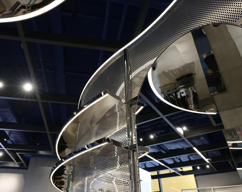 Metal punching plate LED light strip shopping mall shoe rack accessories display rack