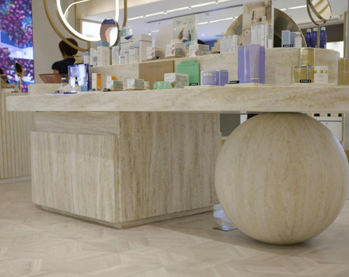 Artificial stone shopping mall exhibition hall custom cabinet