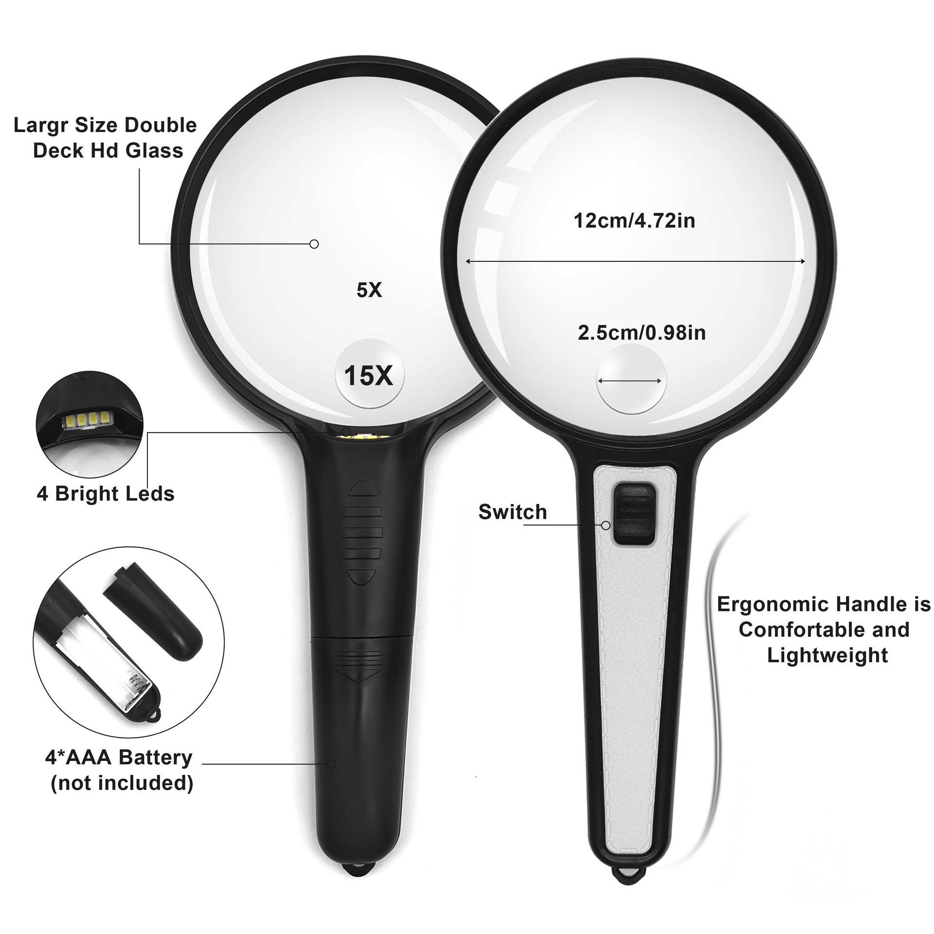 Handheld Magnifying Glass With a Llight
