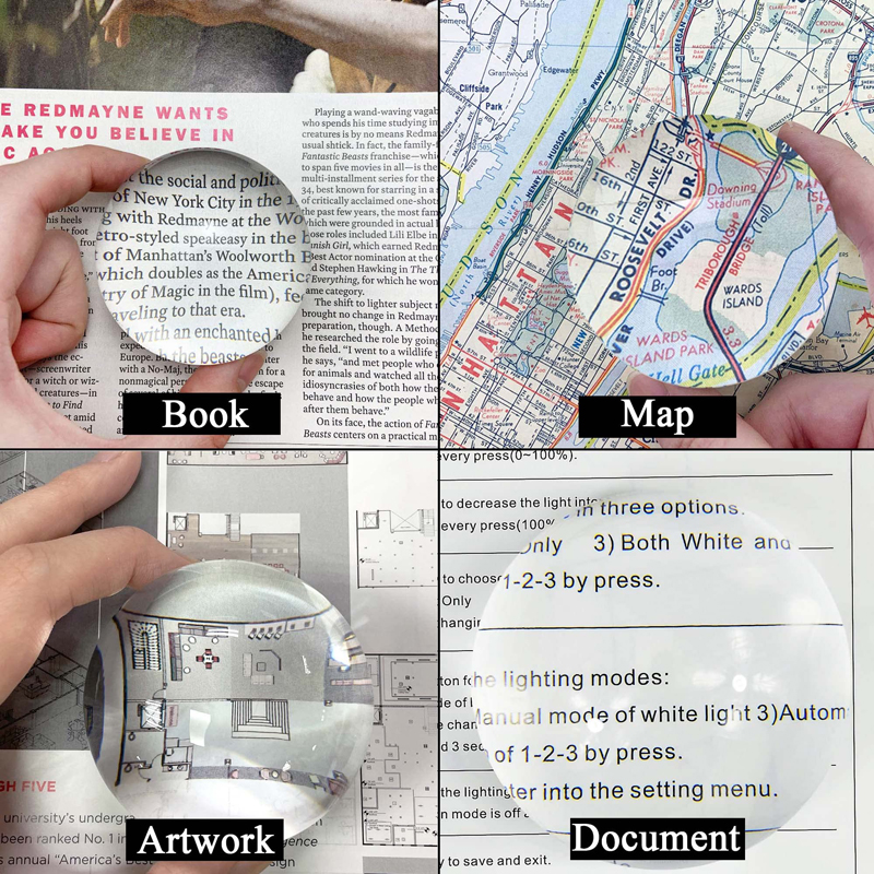 Custom-Size Acrylic Optical Dome Book Magnifier Plano-Convex Structure OEM Desk Paperweight Reading Loupe Books Maps Newspapers