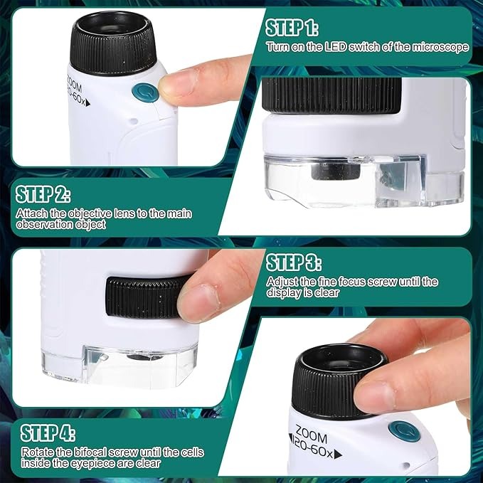 Pocket Microscope for Kids Portable Handheld Mini Microscope Toy Kids Microscope with LED Light