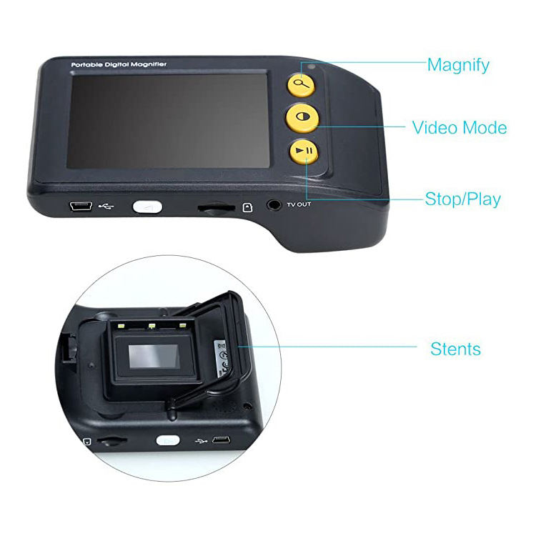 3.5-inch Handheld Low Vision Electronic Magnifying Glass, Lithium Battery Provides Light Source, Magnification 2-25X